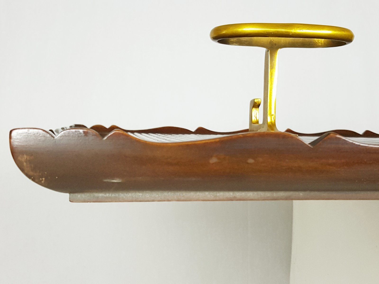 photo furniture Italian Wood And Golden Aluminum Wall Coat Rack From Fratelli Barni Mobili Darte 1950s