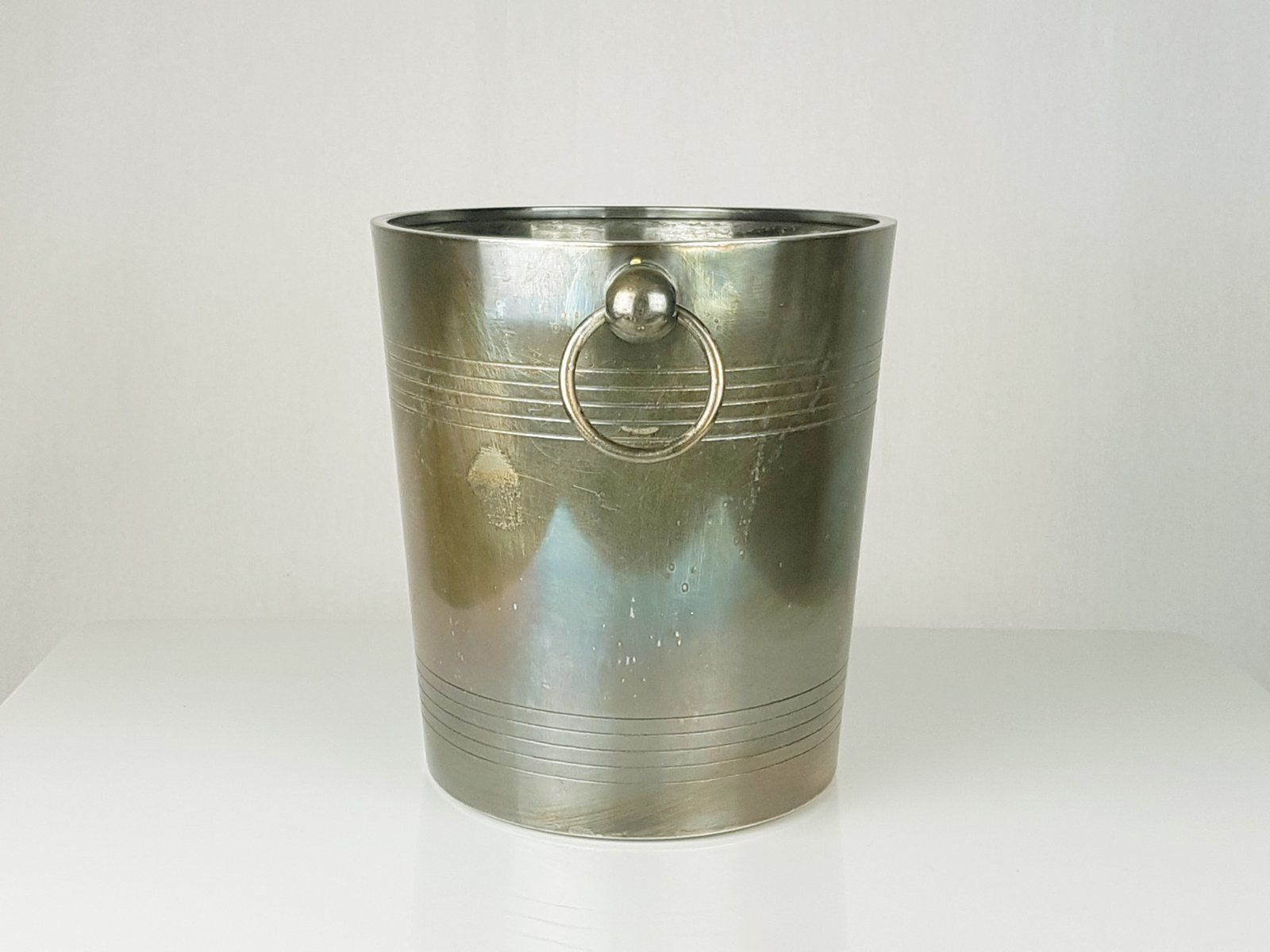 Mid Century Silver Plated Metal Ice Bucket From Christofle photo for sale