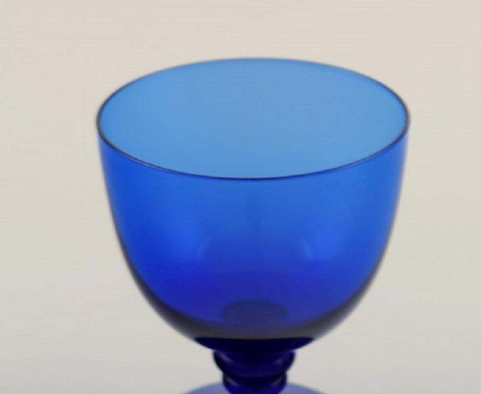 Monica Bratt For Reijmyre, Four Wine Glasses In Blue Mouth Blown Art Glass photo Home Decor