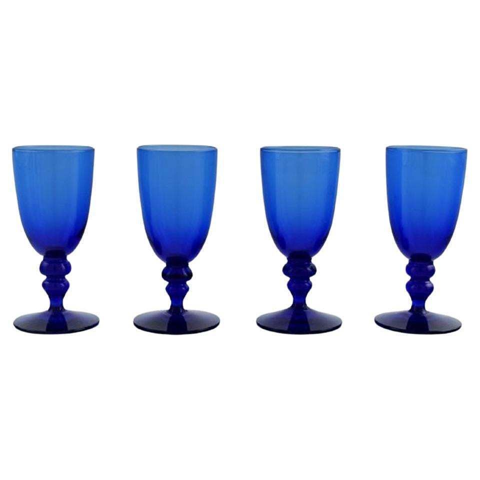 Monica Bratt For Reijmyre Four Shot Glasses In Blue Mouth Blown Art Glass photo Home Decor