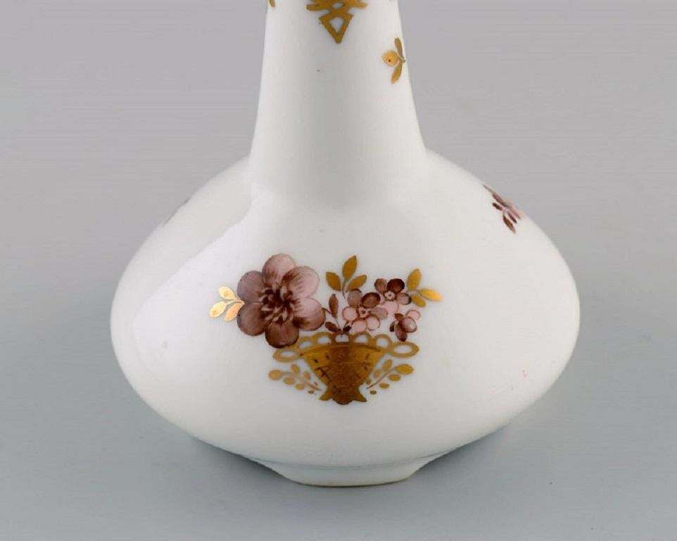 Two Royal Copenhagen Golden Basket Candlesticks In Porcelain With Flowers photo furniture