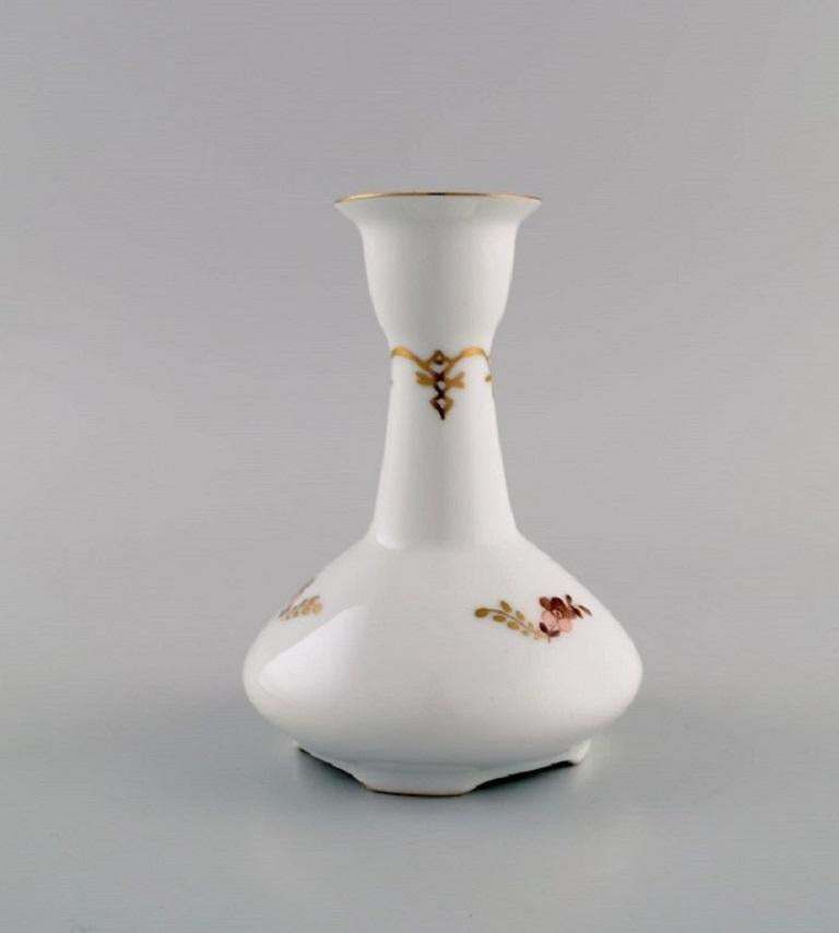 Two Royal Copenhagen Golden Basket Candlesticks In Porcelain With Flowers photo for sale