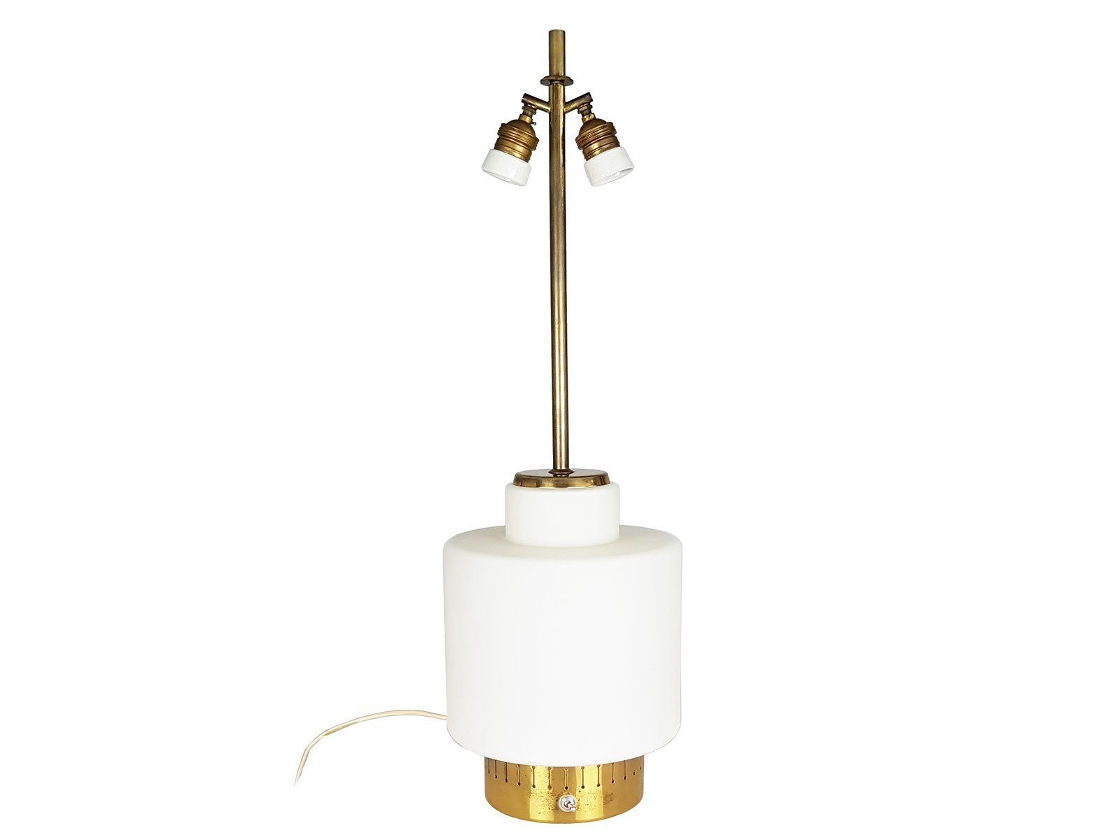 Brass & Opaline Glass 3 Light Table Lamp By Bruno Gatta For Stilnovo photo 1400.0