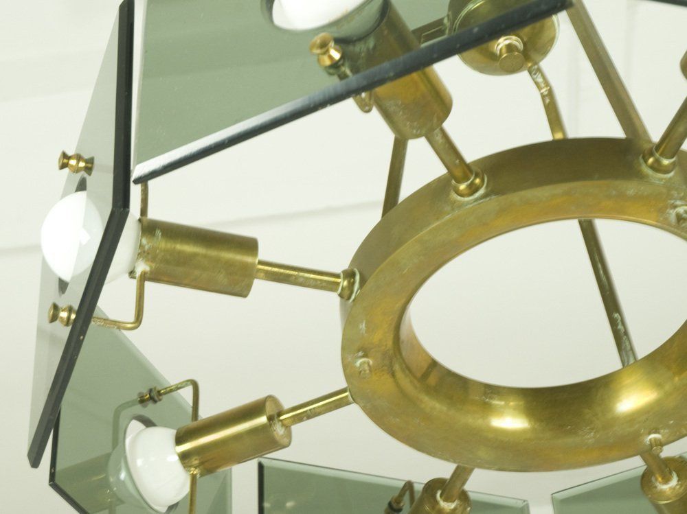 Brass & Smoked Glass 8 Light By Gino Paroldo For Dino Dei, 1960s photo 2834.0
