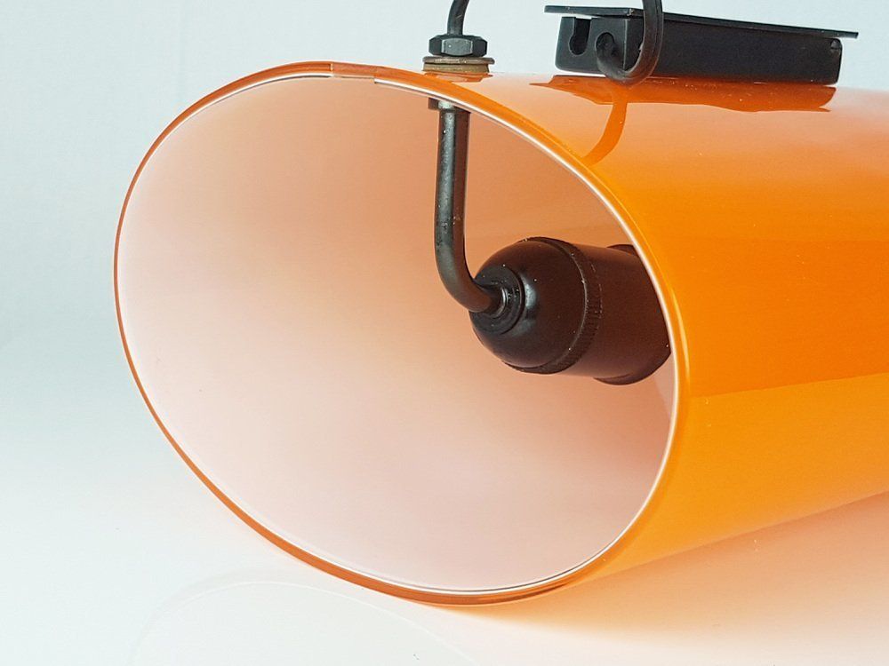 photo for sale Brass, Orange And White Murano Glass Sconce By Vistosi, 1960s