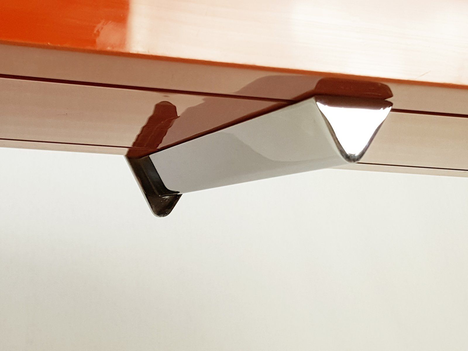 Furniture Red Brick Plastic & Chrome Plated Metal Shelves From Elco, Set Of 2 photo