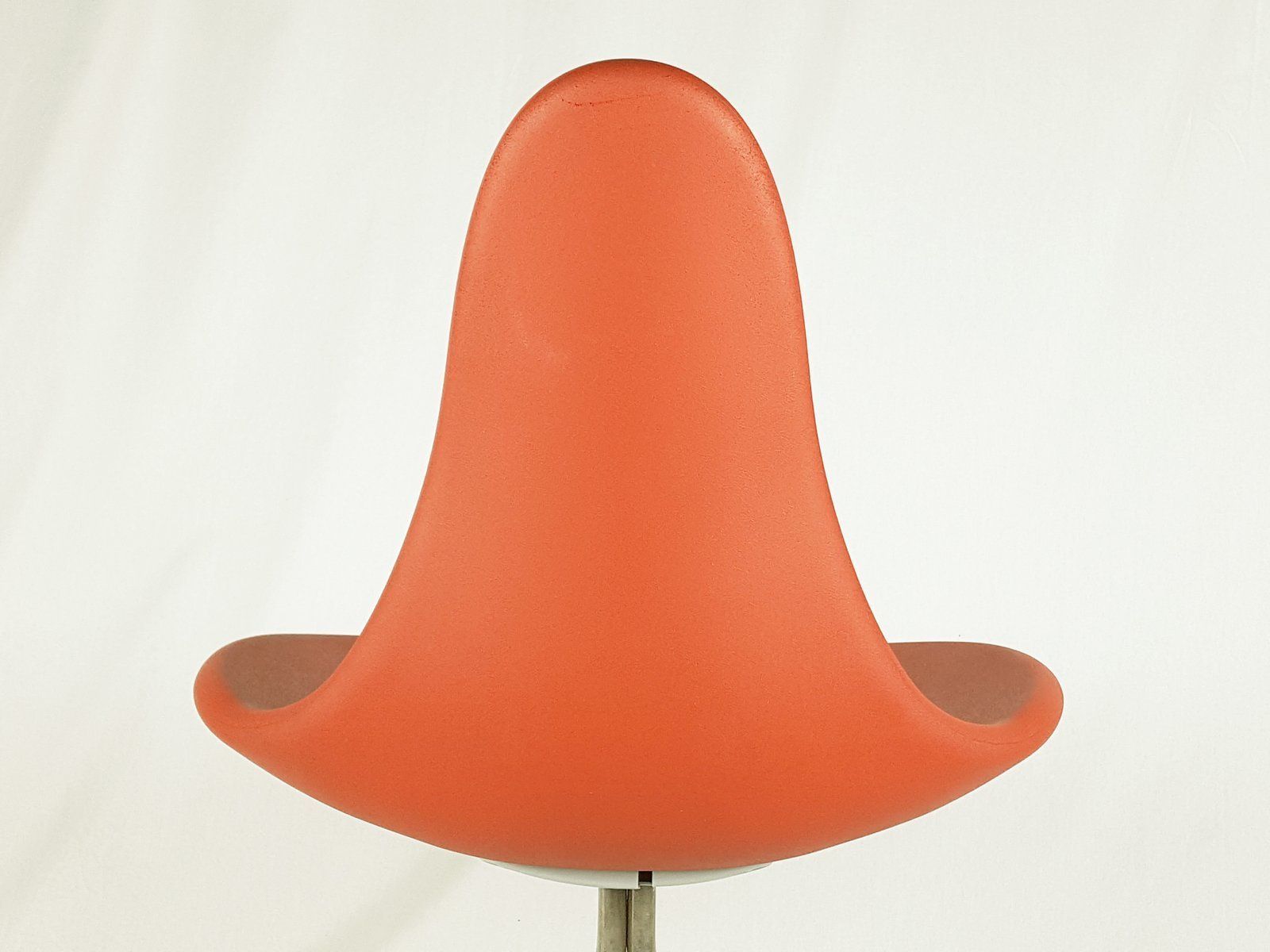 Italian Chrome Plated Metal Base And Red Polyurethane Seating Chairs 1990s Set Of 5 photo vinterior