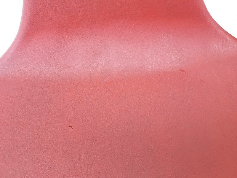 photo vinterior Italian Chrome Plated Metal Base And Red Polyurethane Seating Chairs 1990s Set Of 5