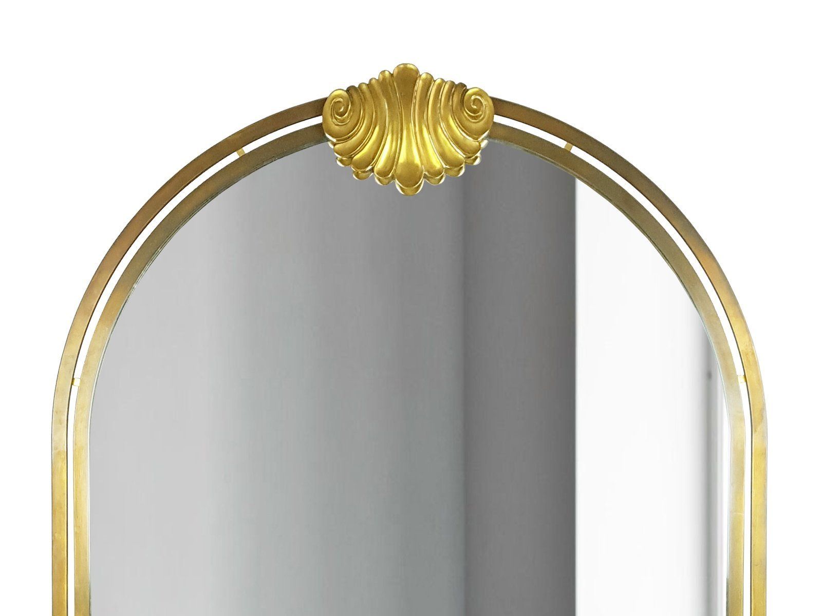 Large Italian Brass & Mirrored Glass Wall Mirror, 1970s photo furniture