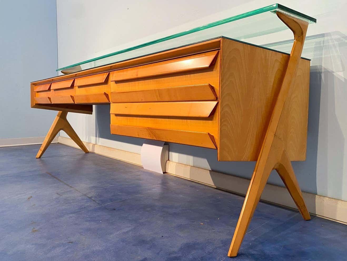 photo vinterior Italian Mid Century Sideboard Or Vanity Dresser By Vittorio Dassi 1950s