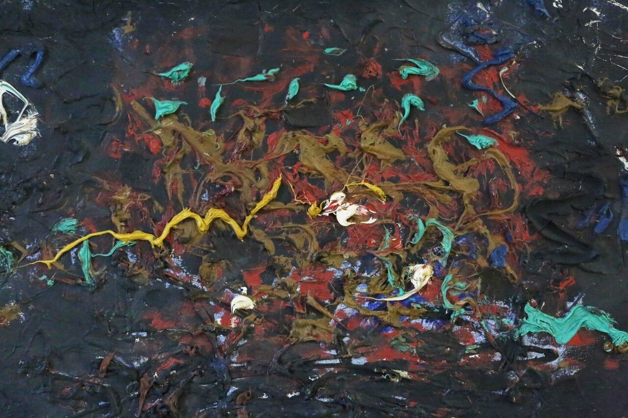 Large Relief Painting Artwork Circle Manner Of Leon Kossoff photo vinterior