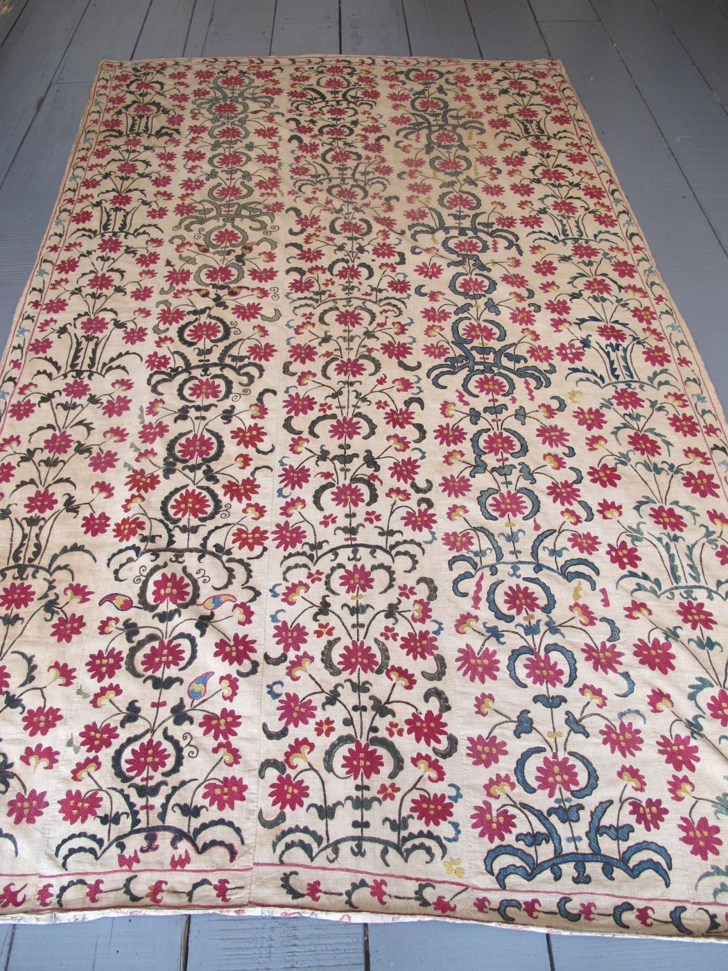 photo furniture Silk Embroidered Suzani, Circa 1870, 2.70m X 1.60m (8'11" X 5'3")