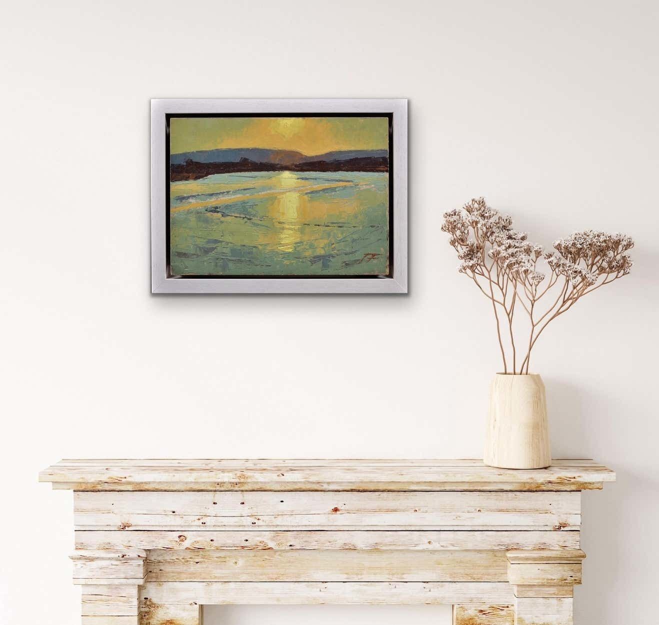 James Fry 1911 To 1985. English. Poole Harbour With The Purbeck Hills Beyond, Dorset Landscape. Framed Impasto Oil Painting Circa 1950. photo vinterior