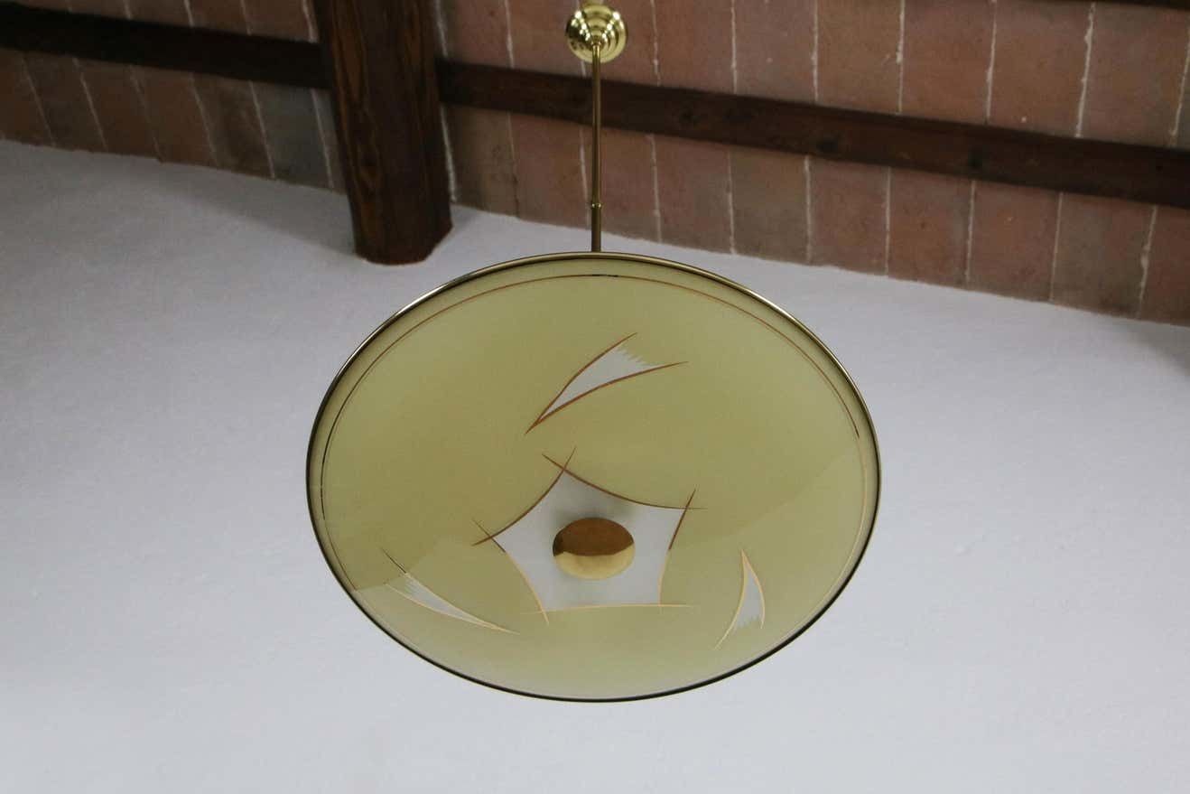 Italian Mid Century Modern Disc Chandelier Or Pendant Lamp, 1950s photo for sale