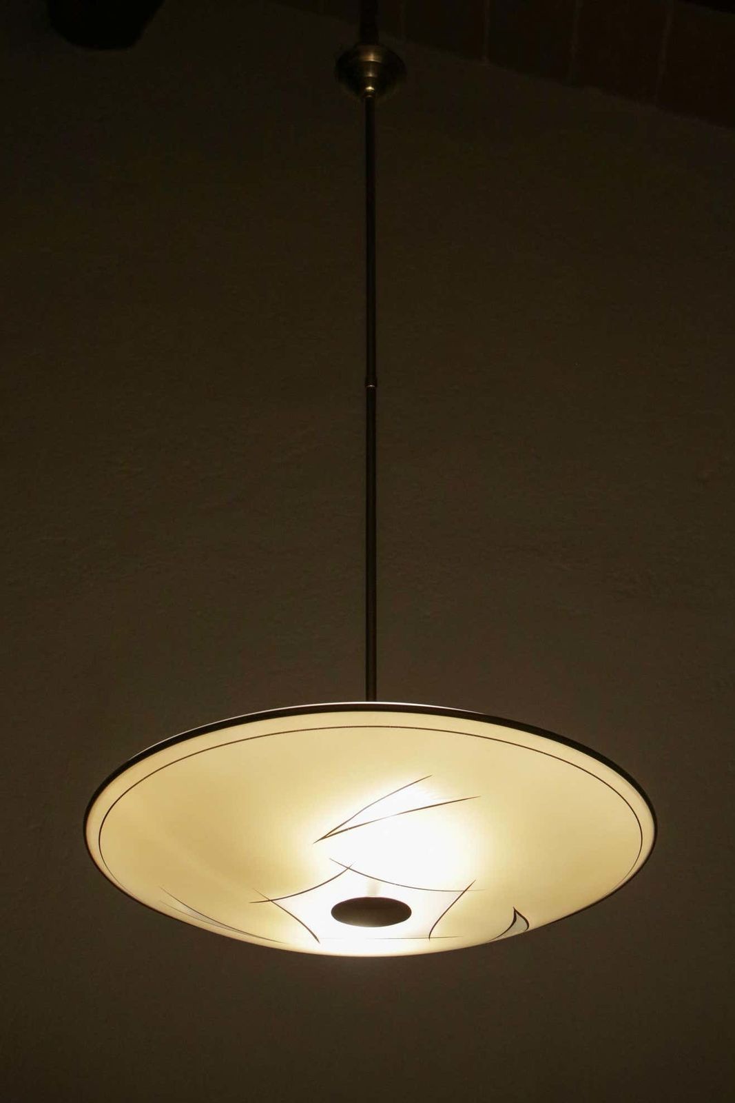 Lighting Italian Mid Century Modern Disc Chandelier Or Pendant Lamp, 1950s photo