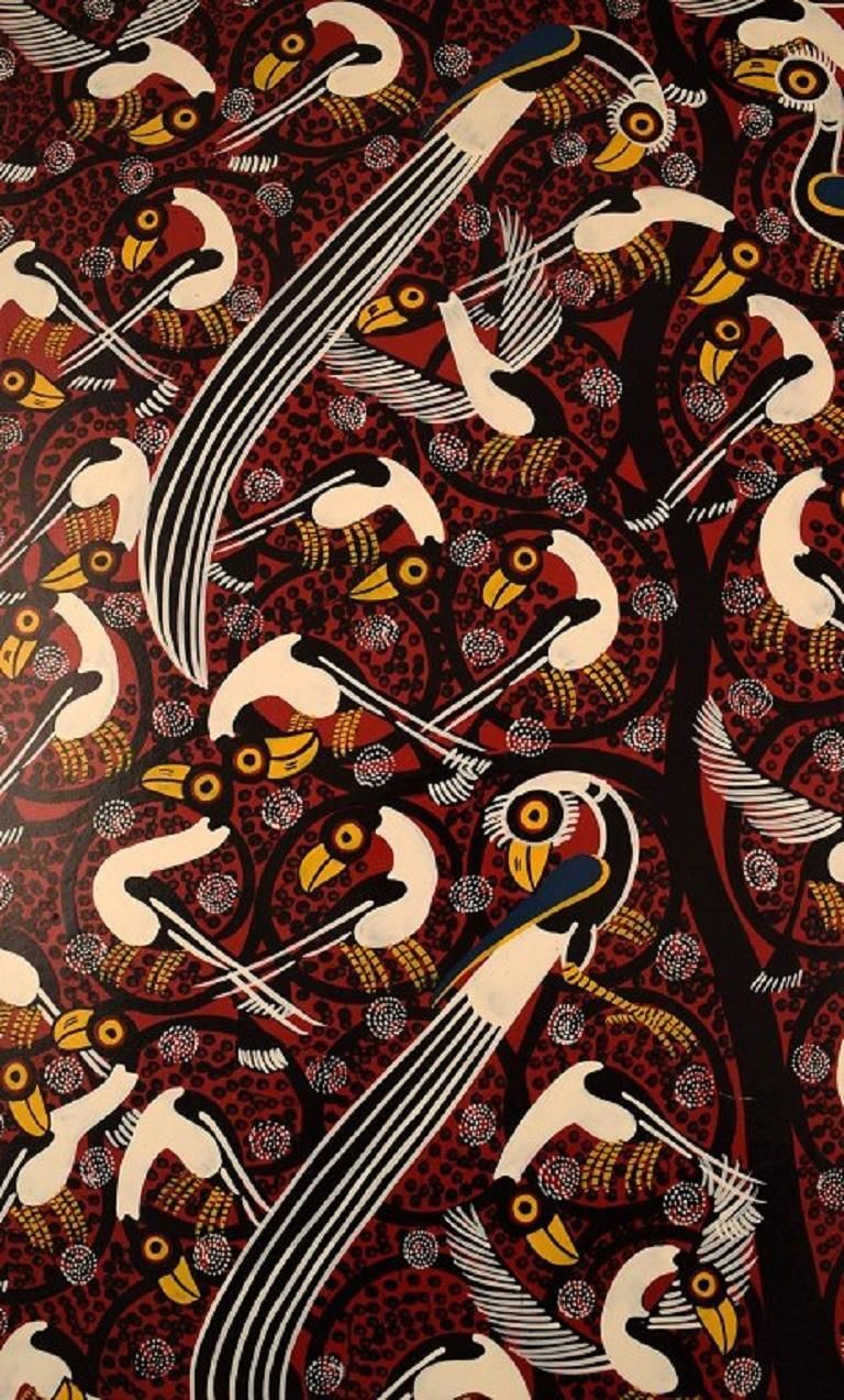 Hapela, Tinga Tinga, Oil On Canvas, Naivist Composition With Birds photo 614.0