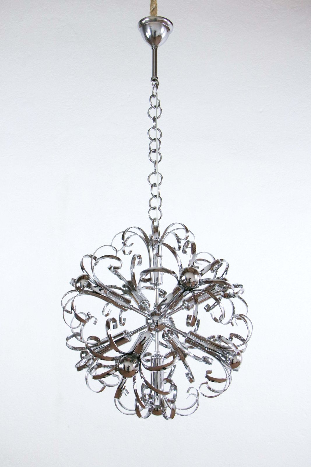 Italian Space Age Chrome Sputnik Chandelier, Pendant Lamp 1970s photo furniture