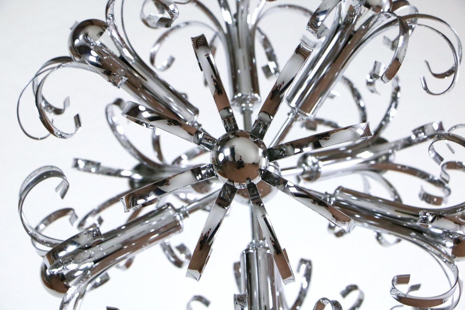 Italian Space Age Chrome Sputnik Chandelier, Pendant Lamp 1970s photo Lighting