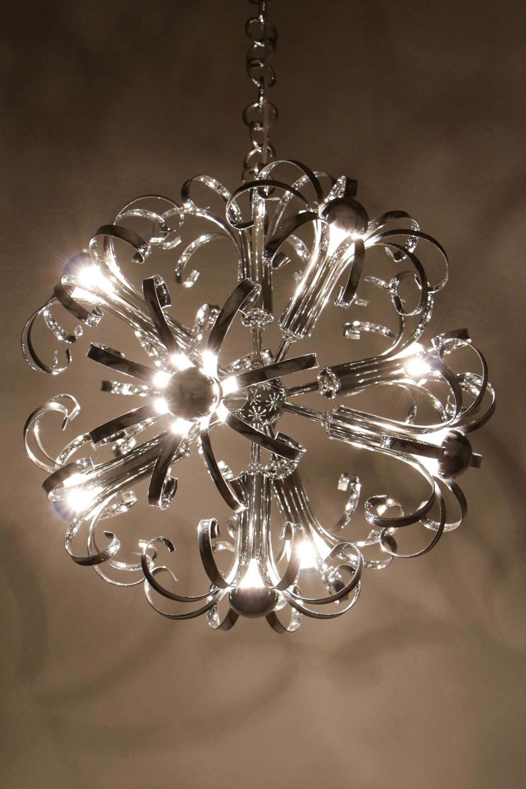 1837.0 Italian Space Age Chrome Sputnik Chandelier, Pendant Lamp 1970s photo