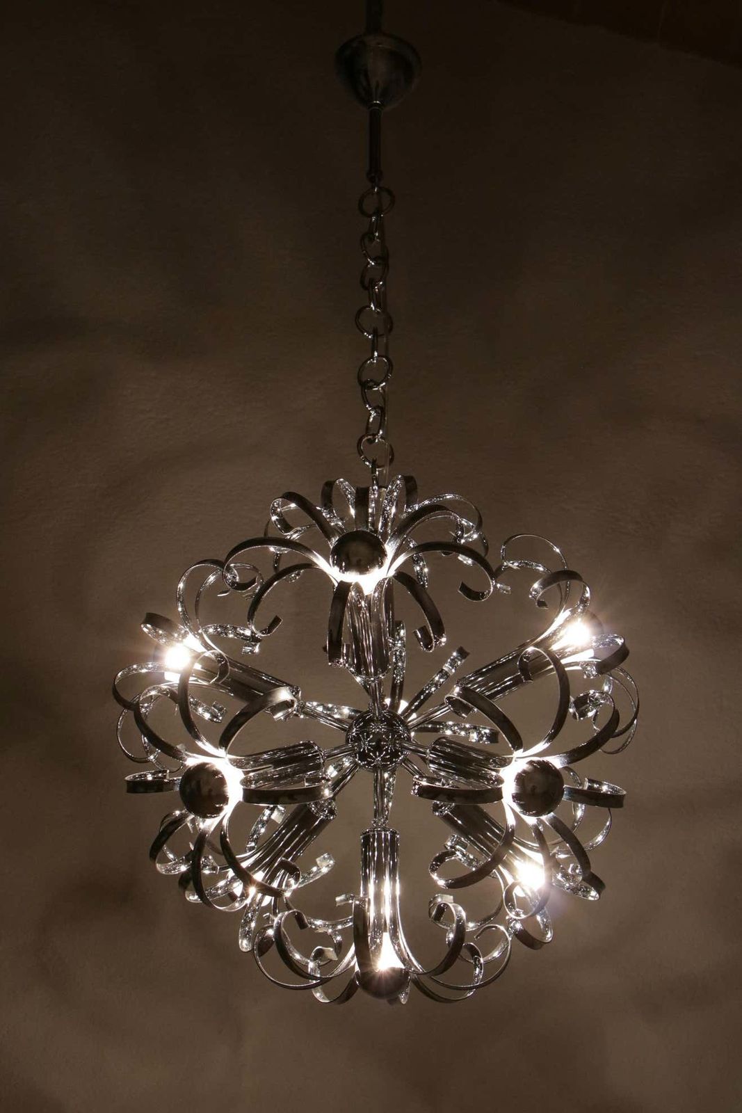 photo buy Italian Space Age Chrome Sputnik Chandelier, Pendant Lamp 1970s