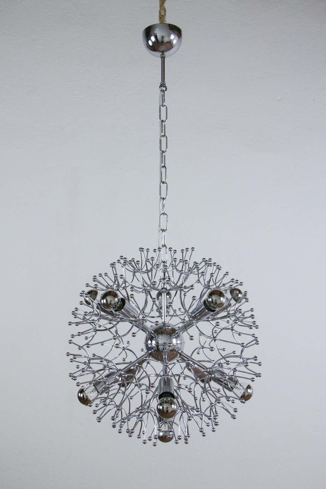 Italian Space Age Chrome Sputnik Chandelier, Pendant Lamp By Gaetano Sciolari photo furniture