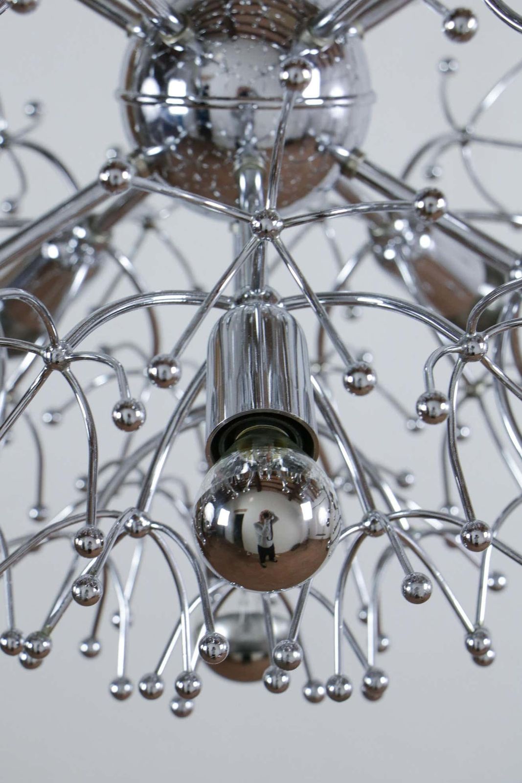 Italian Space Age Chrome Sputnik Chandelier, Pendant Lamp By Gaetano Sciolari photo Lighting