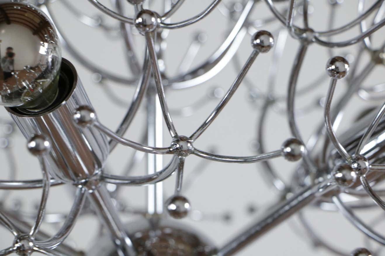 Italian Space Age Chrome Sputnik Chandelier, Pendant Lamp By Gaetano Sciolari photo buy
