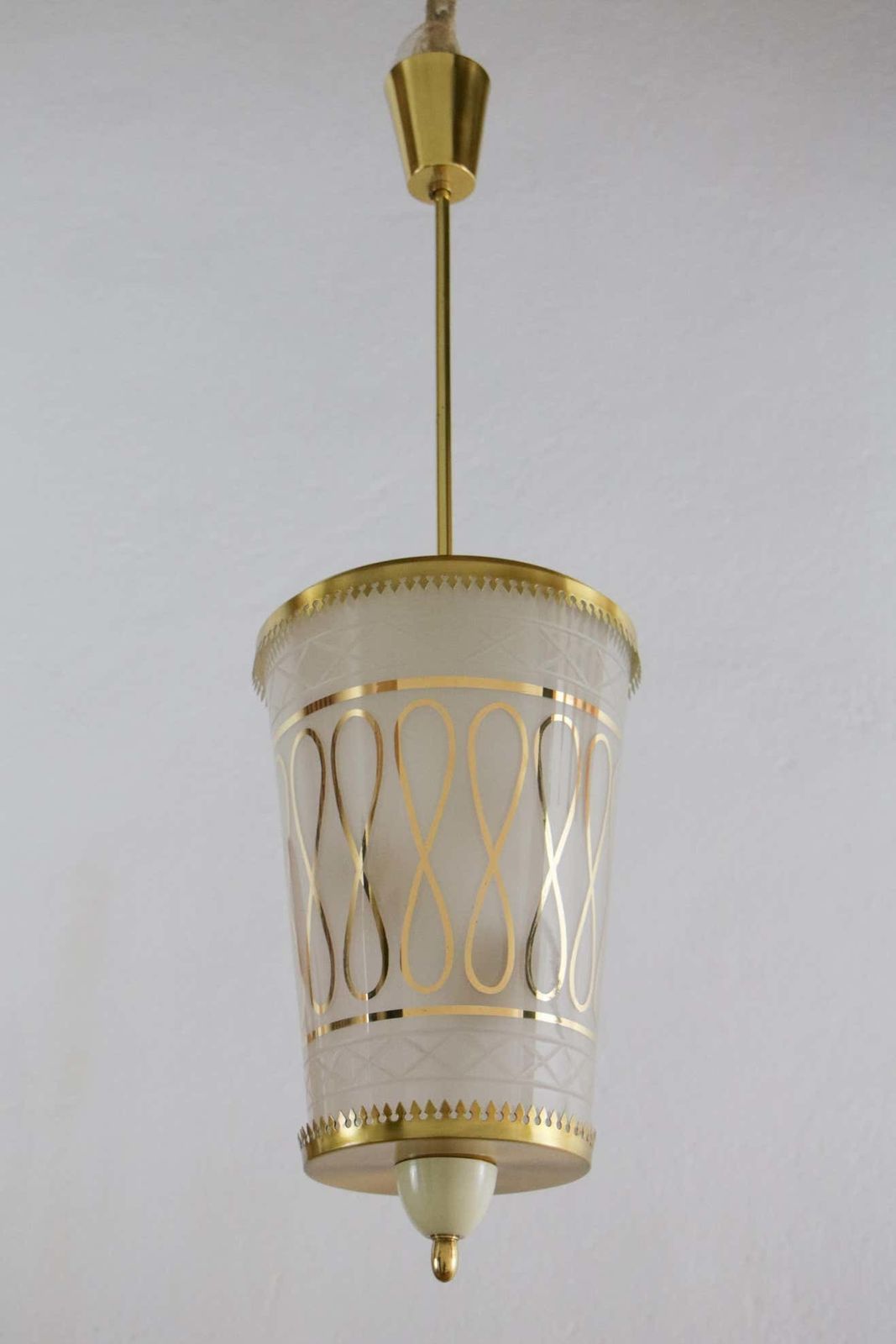 Italian Mid Century Suspension Lamp Fontana Arte Style, 1950s photo furniture