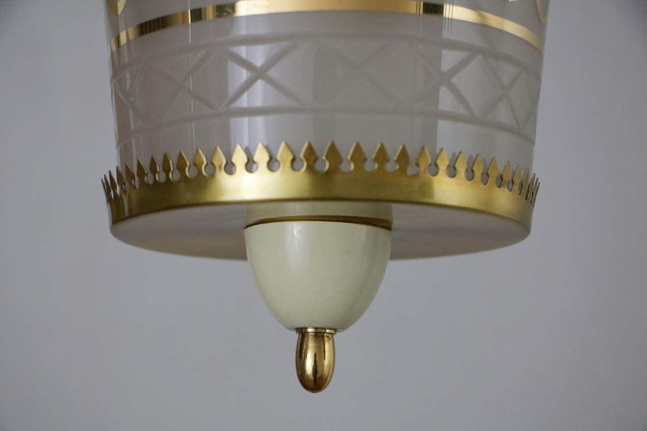 Italian Mid Century Suspension Lamp Fontana Arte Style, 1950s photo buy