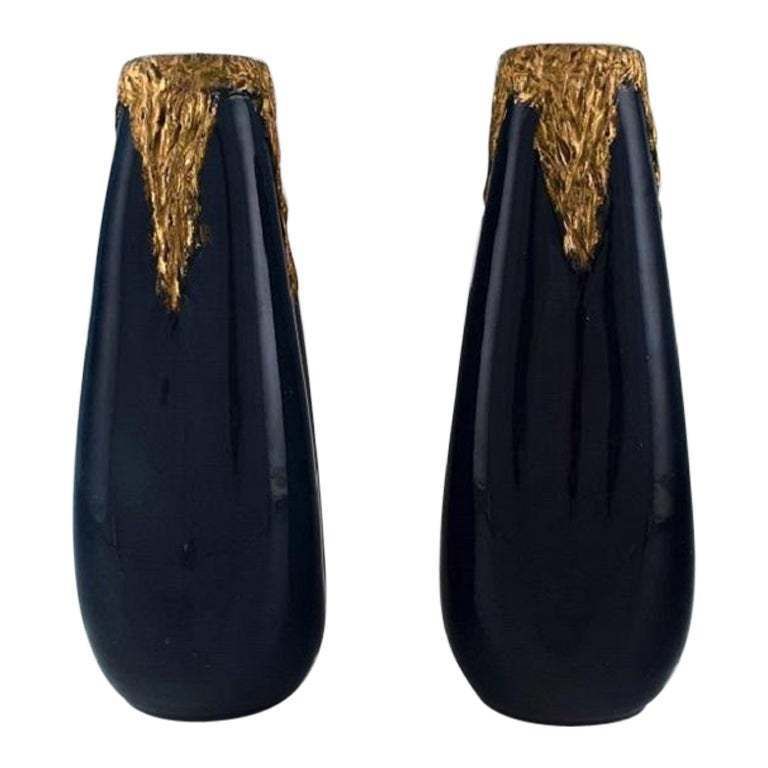 Pierre Perret For Vallauris, A Pair Of Antique Vases In Glazed Ceramics