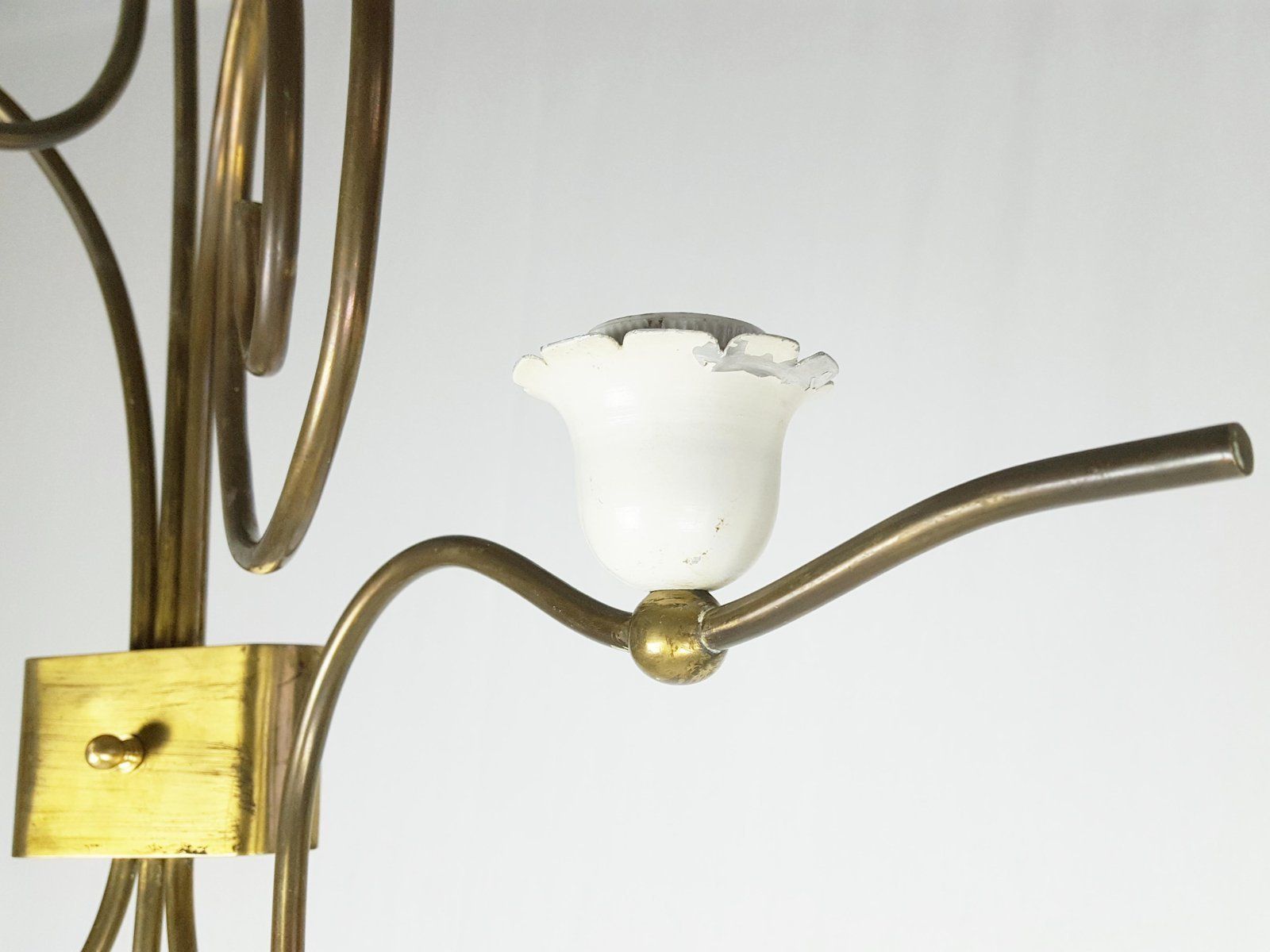 Italian White Metal & Brass Mid Century Sconces, Set Of 2 photo 1379.0