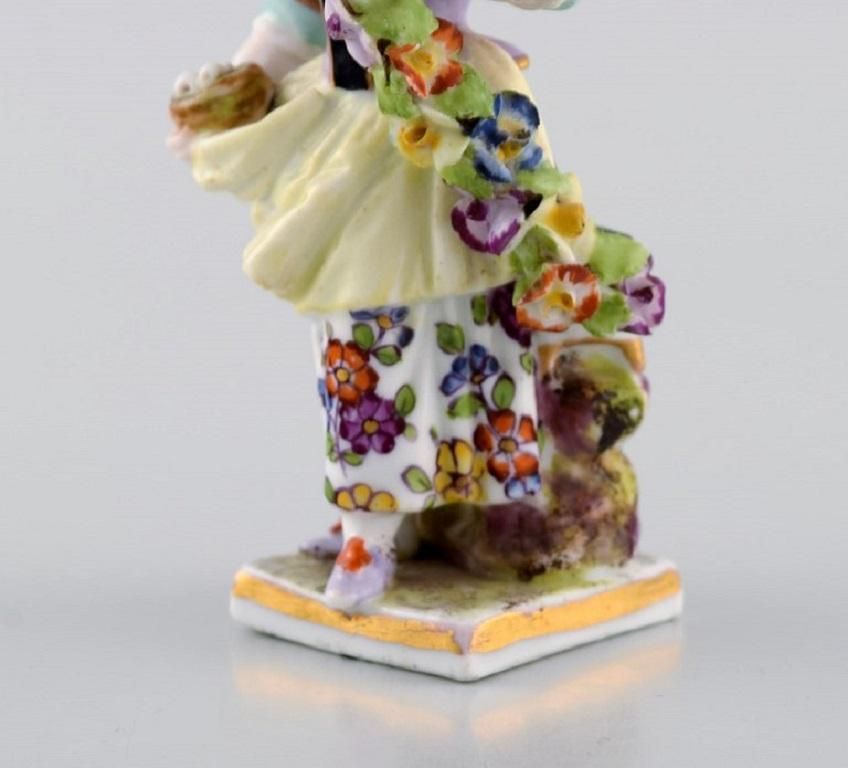 Augustus Rex, Germany, Antique Hand Painted Porcelain Figure, Girl With Flowers photo for sale