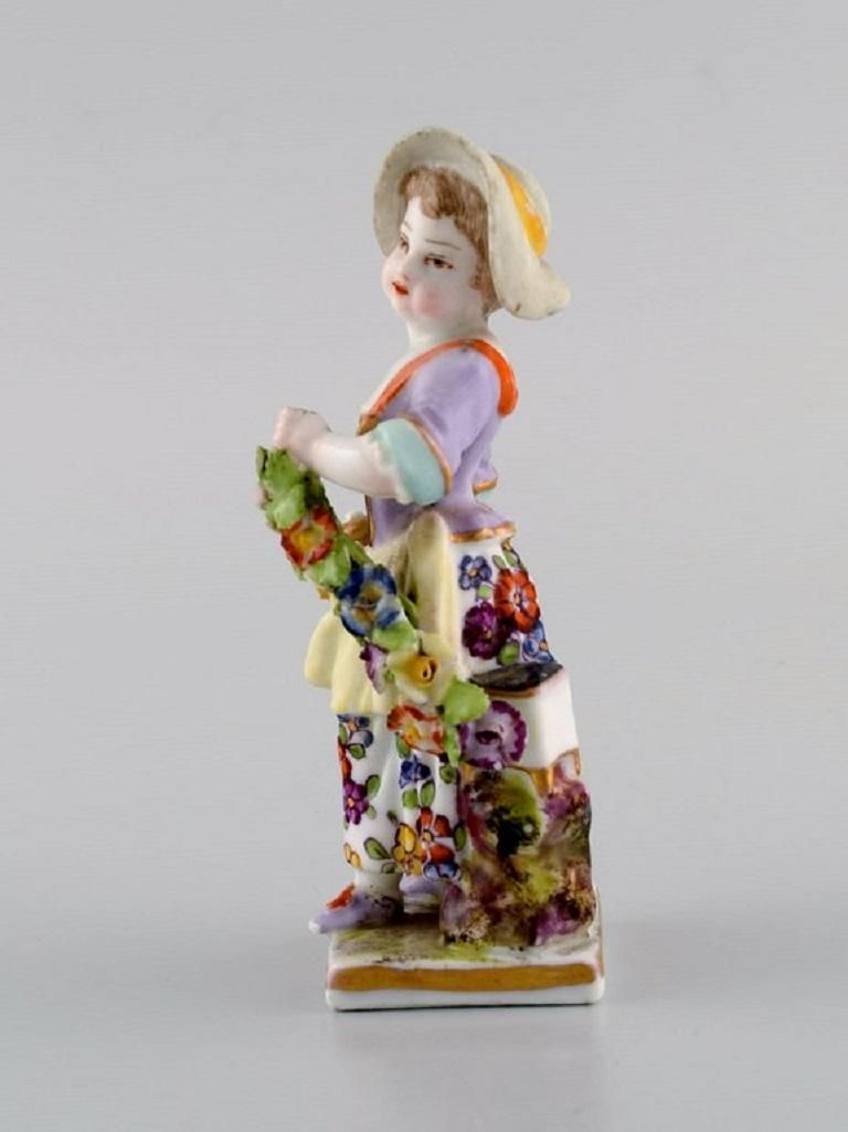 Augustus Rex, Germany, Antique Hand Painted Porcelain Figure, Girl With Flowers photo Home Decor