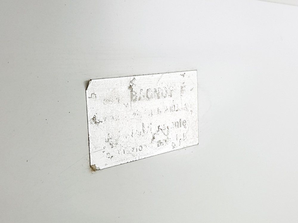 photo furniture Italian White Laminated Plastic Storage Unit With Shelves & Sliding Doors For La Rinascente, 1960s