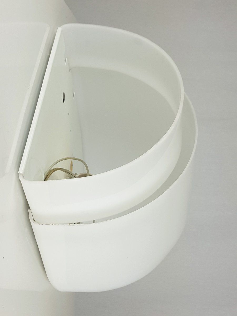 White Plastic & Painted Metal Montparnasse Sconces By Sergio Asti For Candle, 1970s, Set Of 2 photo buy