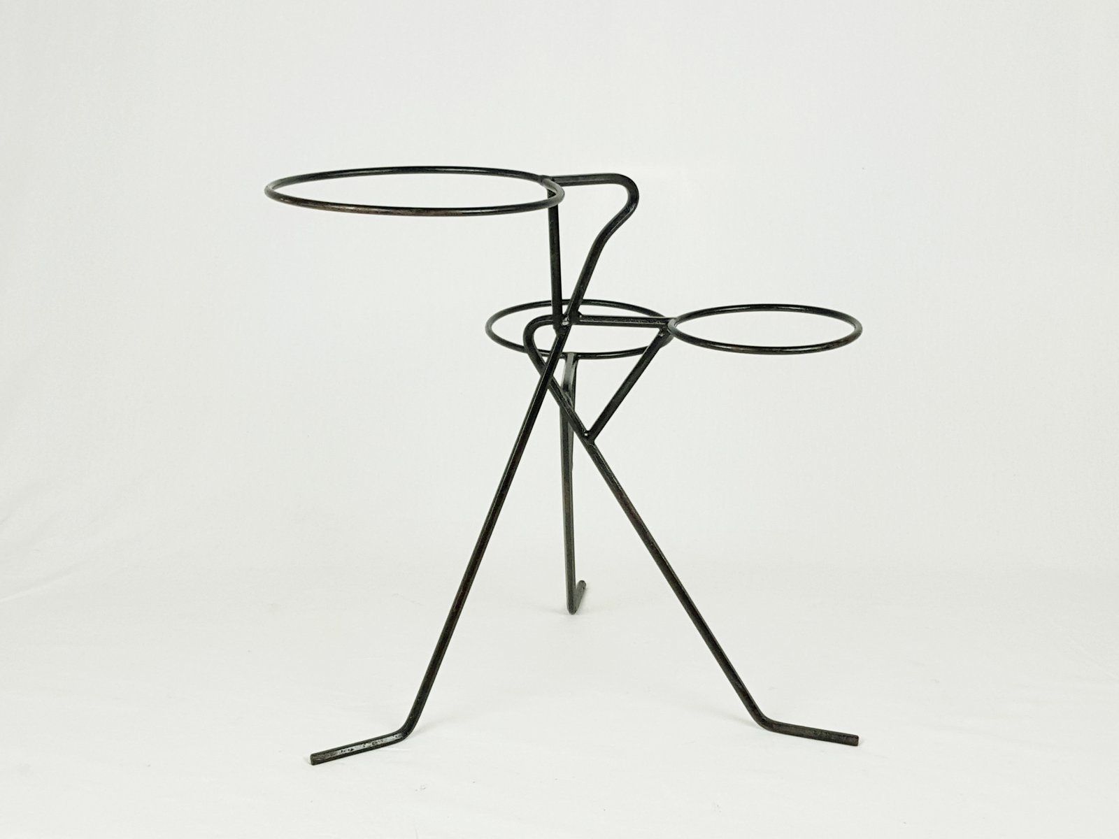 Mid Century Black Metal Rod Plant Stand photo for sale