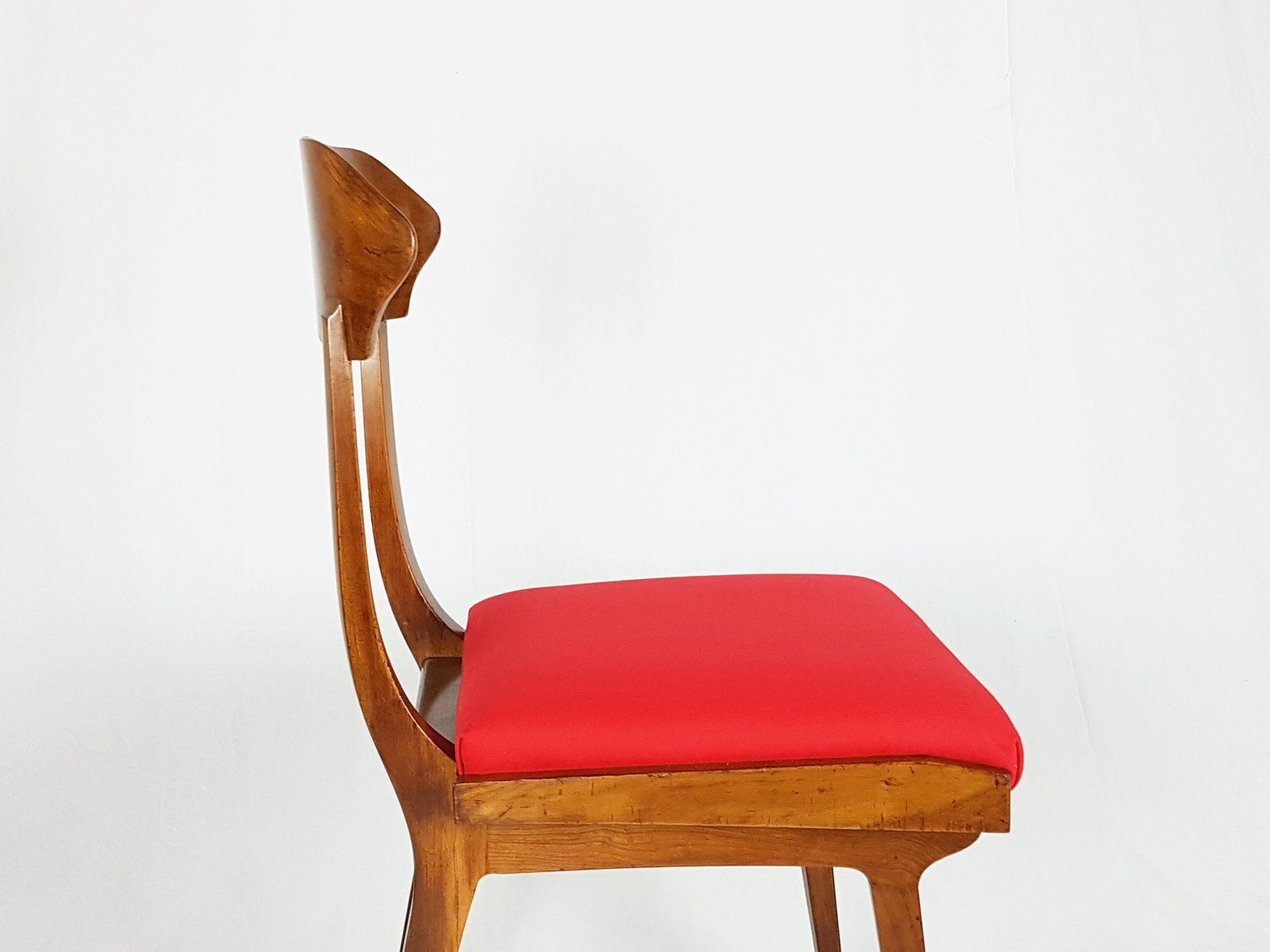 Mid Century Wood And Red Fabric Side Chairs From Fratelli Barni Mobili D'arte photo Furniture