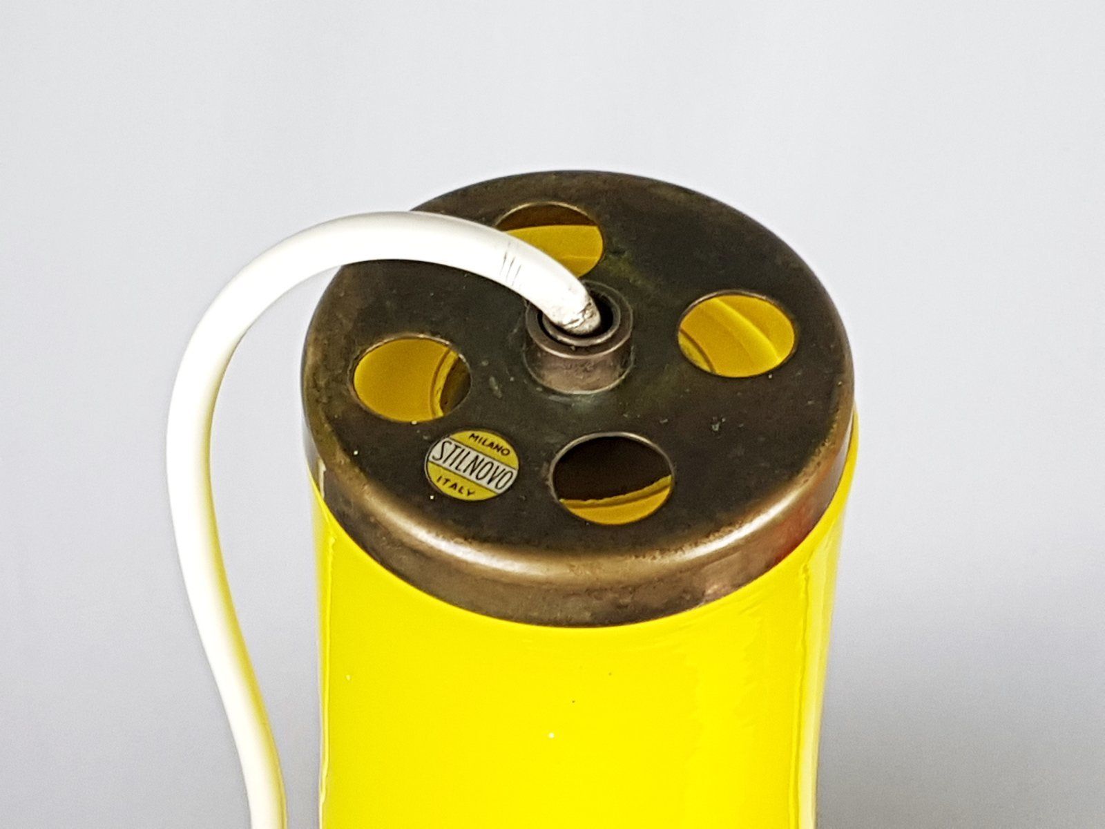 Orange And Yellow Murano Glass And Brass Pendant Lamp From Stilnovo photo furniture