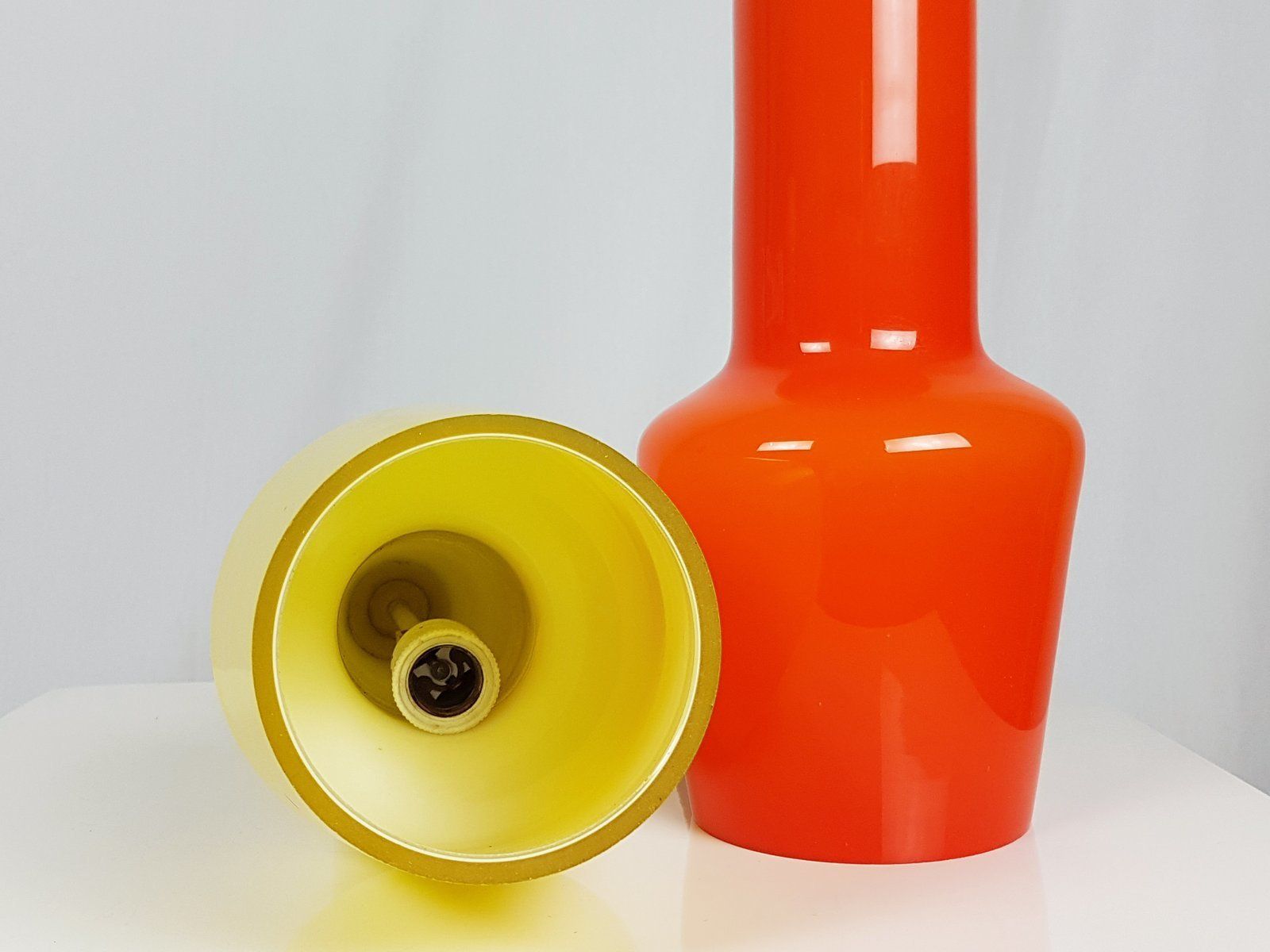Orange And Yellow Murano Glass And Brass Pendant Lamp From Stilnovo photo buy