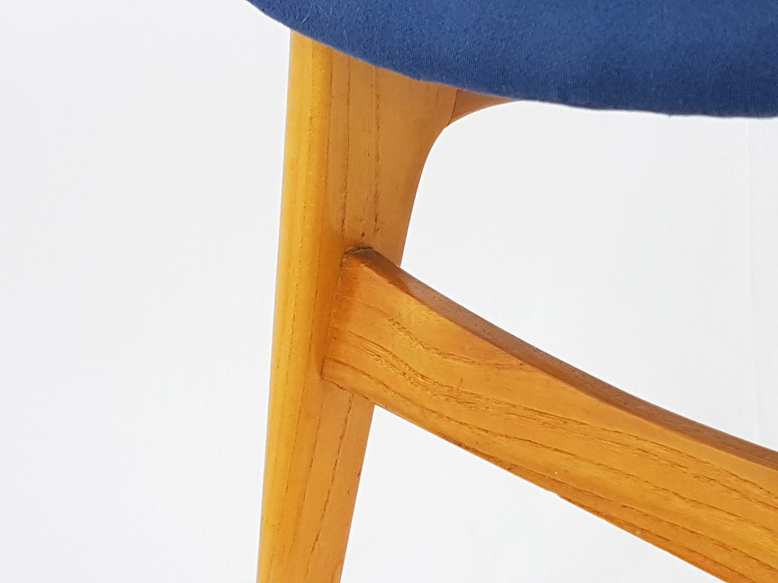 photo for sale Mid Century Italian Wooden & Blue Fabric Chair