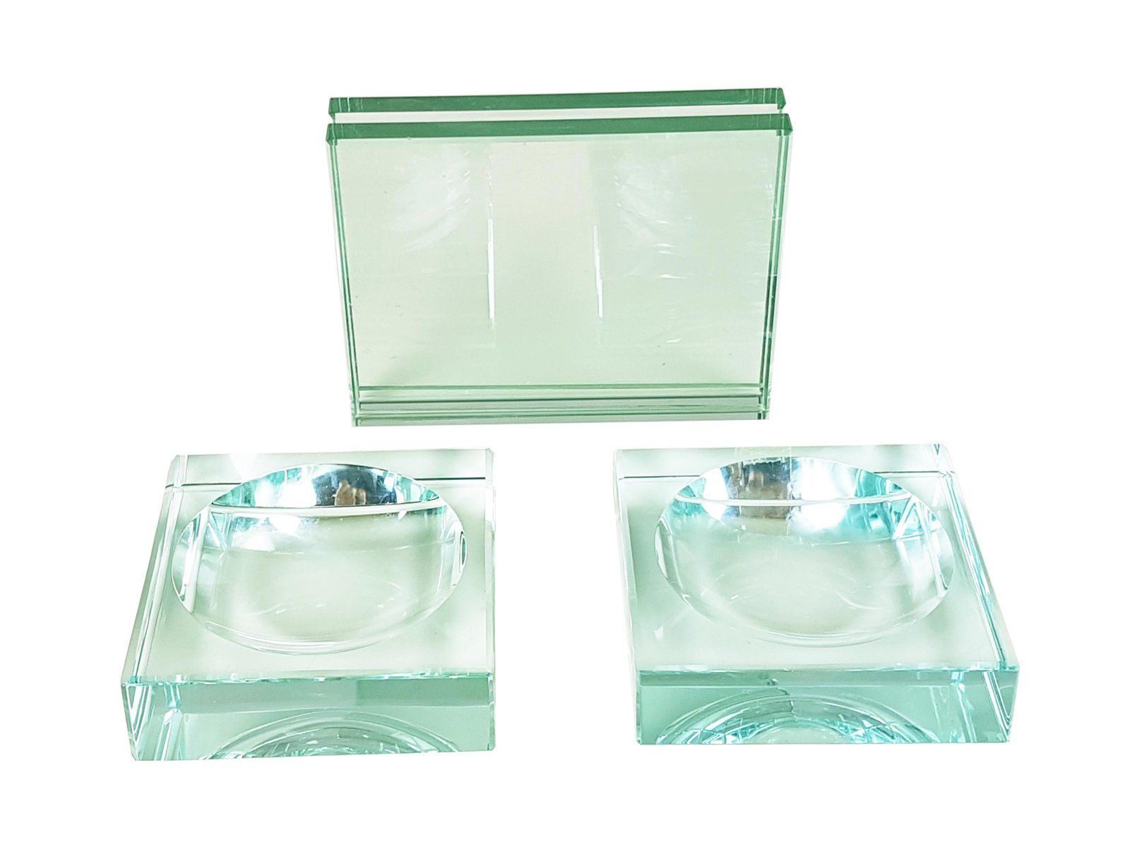 Cut Glass Ashtrays And Picture Frame From Gallotti And Radice  1980s  Set Of 2