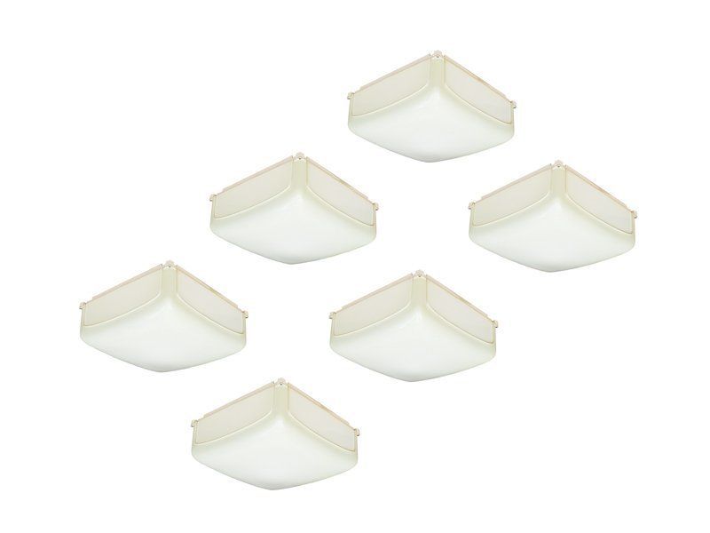 Ivory Plastic Cnosso Wall Or Ceiling Lamp By A. Mangiarotti For Artemide 1969 Set Of 5