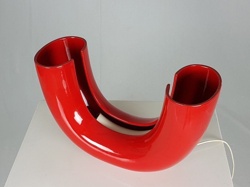 Red Tubo Table Lamp By Tomoko Tsuboi Ponzio For Ceramica Franco Pozzi 1968 photo Lighting