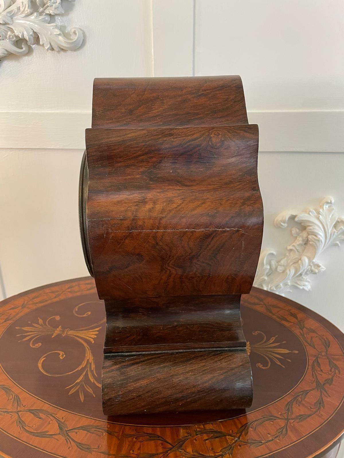 Antique 19th Century French Rosewood Marquetry Inlaid Eight Day Mantel Clock photo Home Decor