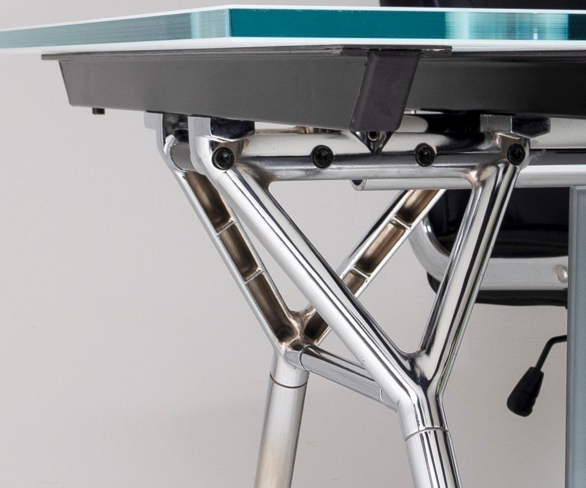 Furniture Italian Glass Top On Chrome Executive ‘Nomos’ Desk By Norman Foster For Tecno 1980s photo