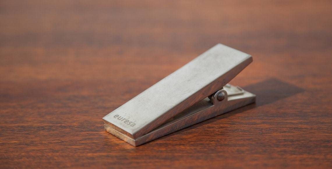 Vintage Mail Clip, Vintage Paper Press, Desk, Euresa Advertising Clip photo for sale