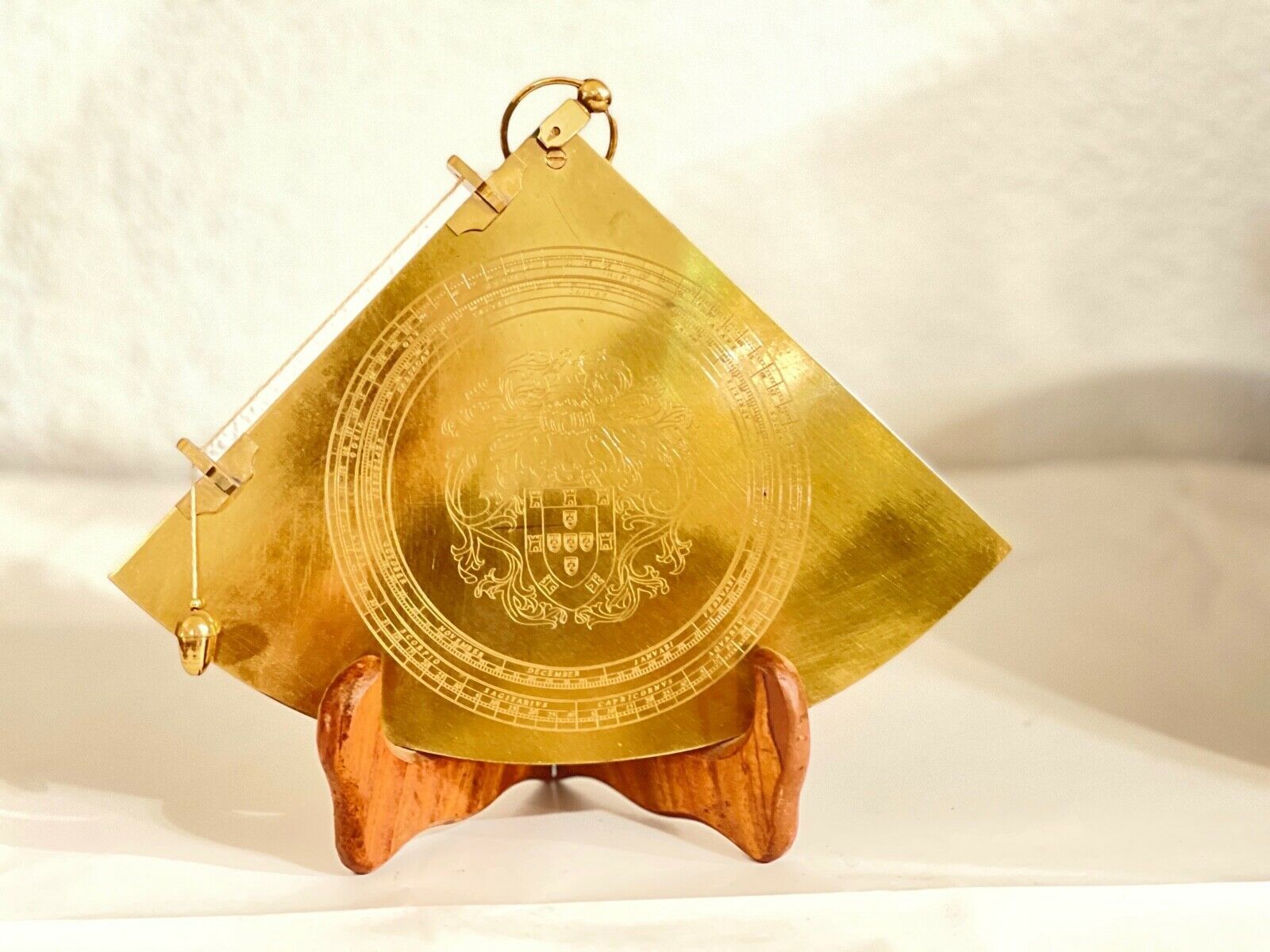 Desk Time Dial, Brass. XX Century. 19x16 Cm
