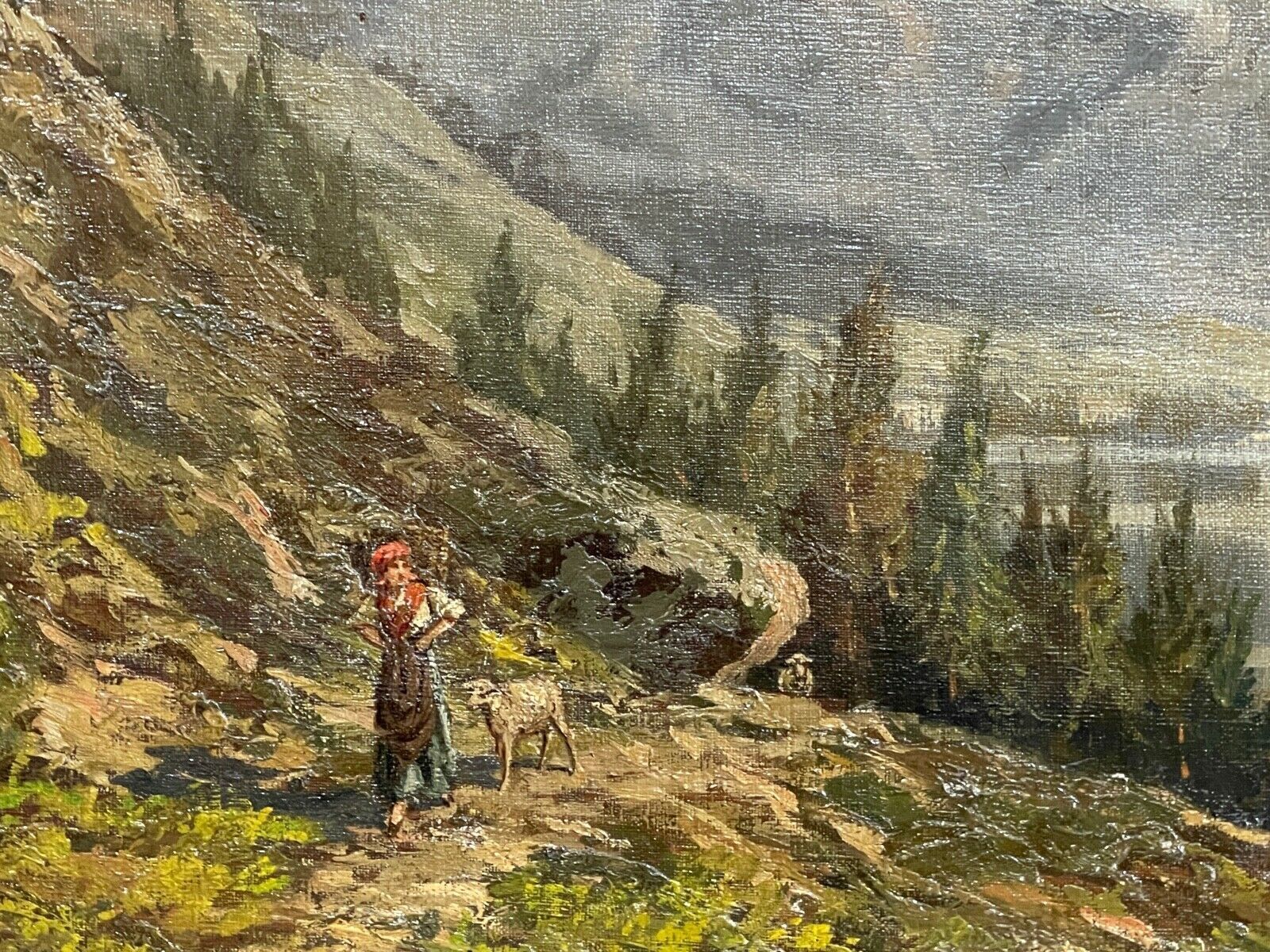 Painting, Oil On Canvas, Landscape Mountain, Early Twentieth Century photo for sale