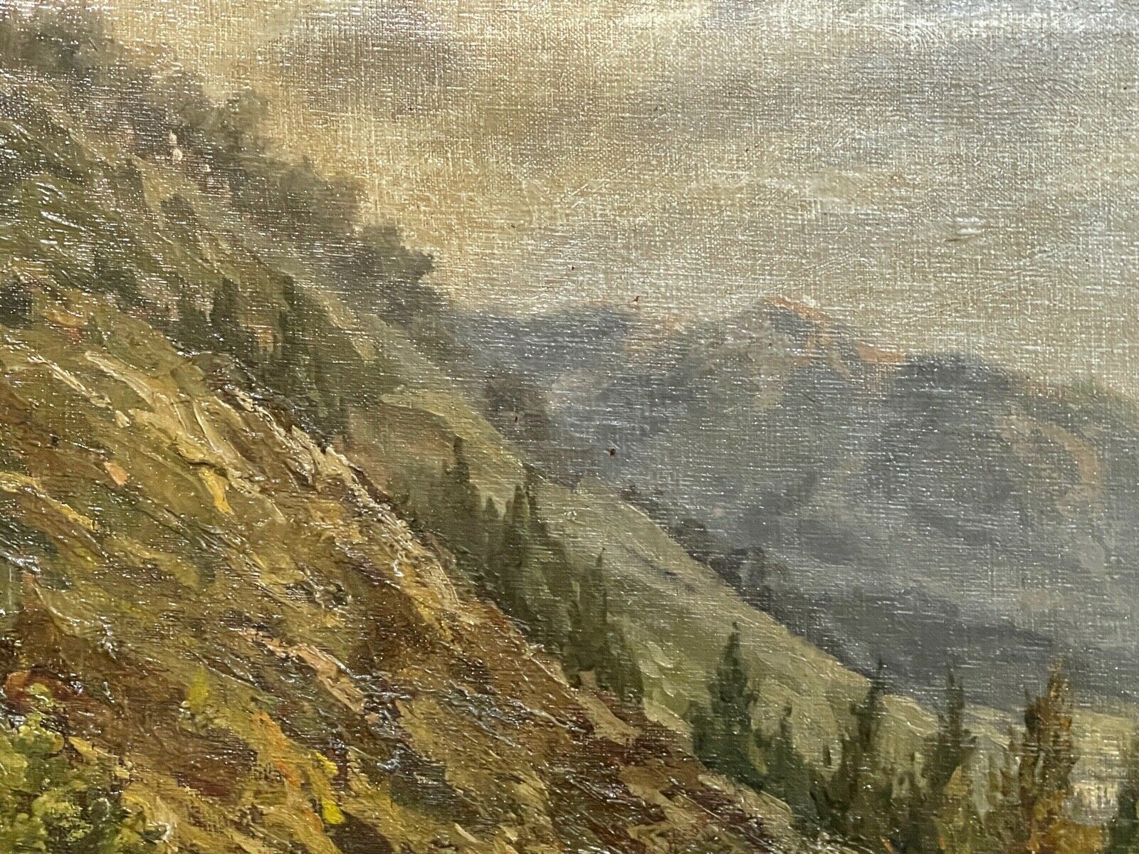 Painting, Oil On Canvas, Landscape Mountain, Early Twentieth Century photo 520.0