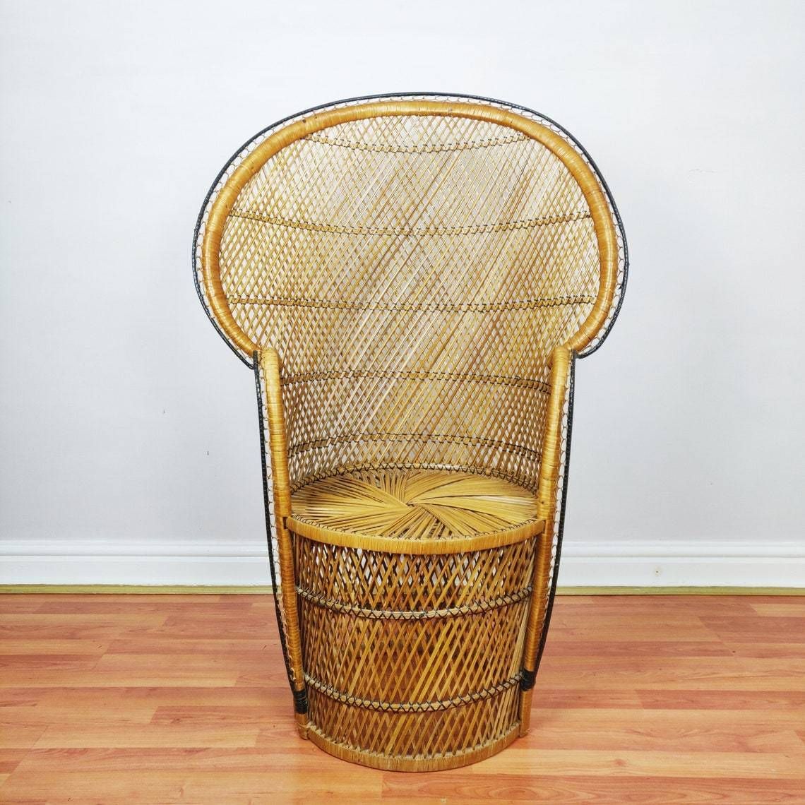 Vintage Bohemian Wicker Emmanuelle Bamboo Peacock Chair photo Furniture